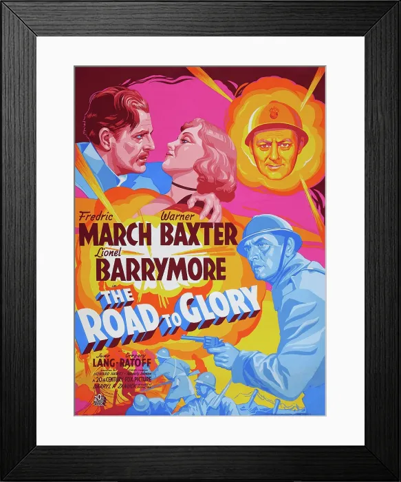 Framed Print : THE ROAD TO GLORY, poster art, top l-r: Warner Baxter, June Lang, right top and bottom: Fredric March, 1936. TM and Copyright 20th Century Fox Film Corp Framed Print : THE ROAD TO GLORY, poster art, top l-r: Warner Baxter, June Lang, right top and bottom: Fredric March, 1936. TM and Copyright 20th Century Fox Film Corp