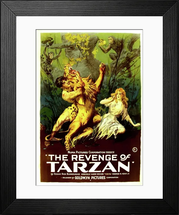 Framed Print : THE REVENGE OF TARZAN, poster art, from left: Gene Pollar, Karla Schramm, 1920