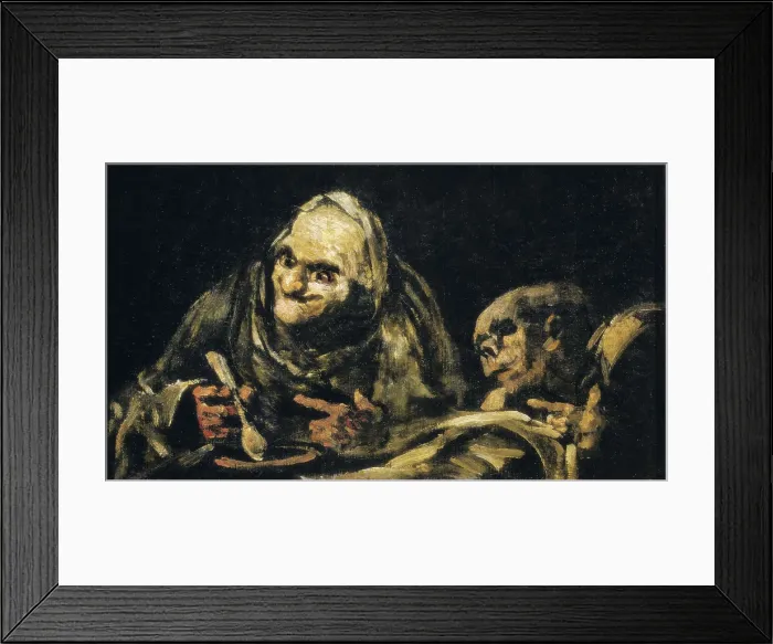 Framed Print : GOYA Y LUCIENTES, Francisco de (1746-1828). Two Old Men Eating. 1820. Mural painting mounted on canvas