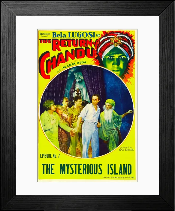 Framed Print : THE RETURN OF CHANDU, top right and center: Bela Lugosi in Episode No. 7: The Mysterious Island, 1934 Framed Print : THE RETURN OF CHANDU, top right and center: Bela Lugosi in Episode No. 7: The Mysterious Island, 1934