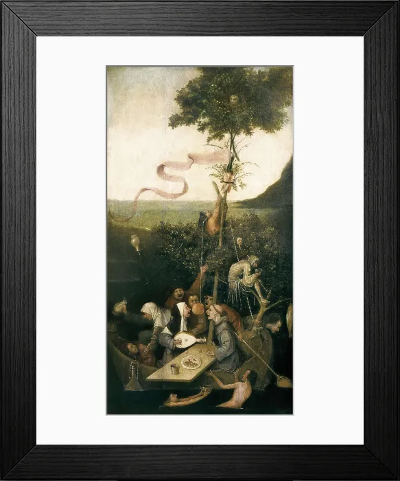 Framed Print : Bosch, Hieronymus Van Aeken, called (1450-1516). The Ship of Fools. ca. 1500. Flemish art. Oil on wood. FRANCE. Paris. Louvre Museum. AISA / Everett Collection**US SALES ONLY**