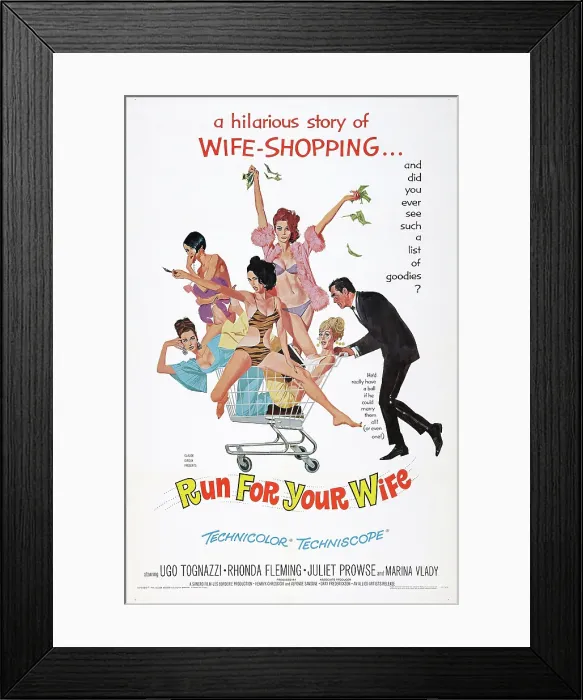 Framed Print : RUN FOR YOUR WIFE, (aka UNA MOGLIE AMERICANA), US poster, 1965