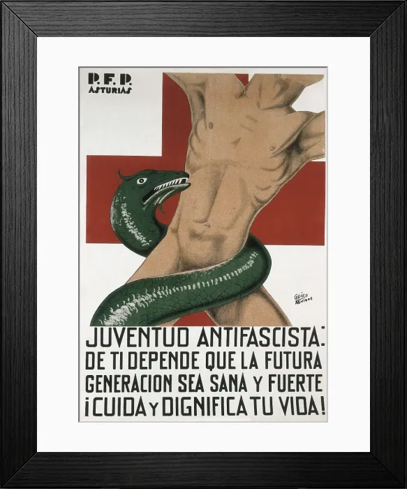 Framed Print : Spanish Civil War (1936-1939). 'Juventud Antifascista: de ti depende que la futura generacin sea sana y fuerte