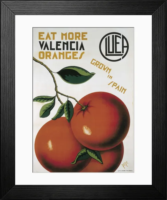 Framed Print : Spanish Civil War (1936-1939). 'Eat More Valencia Oranges'. Poster. AISA / Everett Collection**US SALES ONLY**
