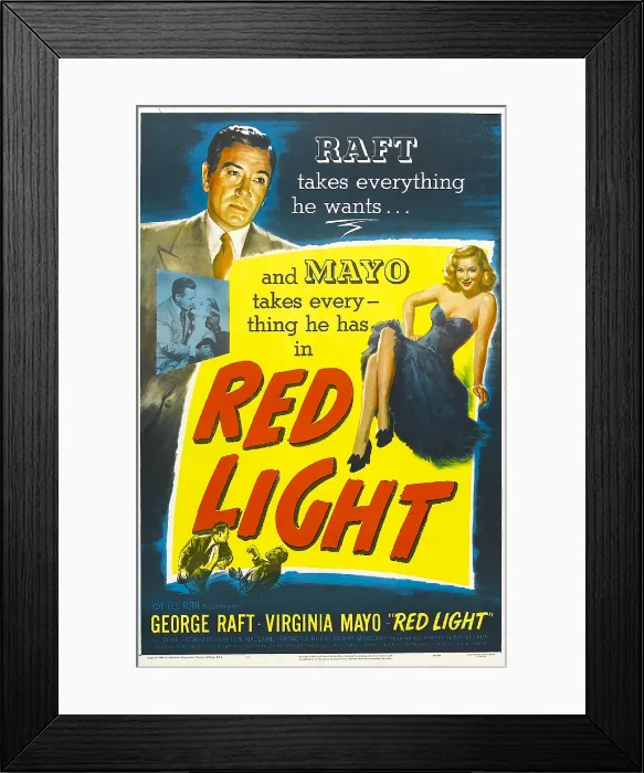 Framed Print : RED LIGHT, US poster, George Raft, Virginia Mayo, 1949 Framed Print : RED LIGHT, US poster, George Raft, Virginia Mayo, 1949