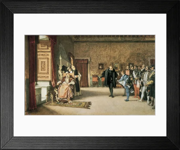 Framed Print : ROSALES, Eduardo (1836-1873). The Presentation of de Don Juan de Austria to Charles V in Yuste. 1869. Oil on canvas. SPAIN. Madrid. Reina Sofia Art Centre National Museum