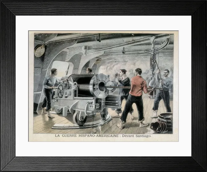 Framed Print : Cuba Independence War (1898). Gun pointing to Santiago de Cuba. Engraving. AISA / Everett Collection**US SALES ONLY**