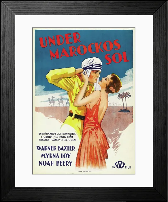 Framed Print : RENEGADES, (aka UNDER MAROCKOS SOL), Swedish poster, from left: Warner Baxter, Myrna Loy, 1930, TM & Copyright 20th Century Fox Film Corp. / courtesy Everett Collection