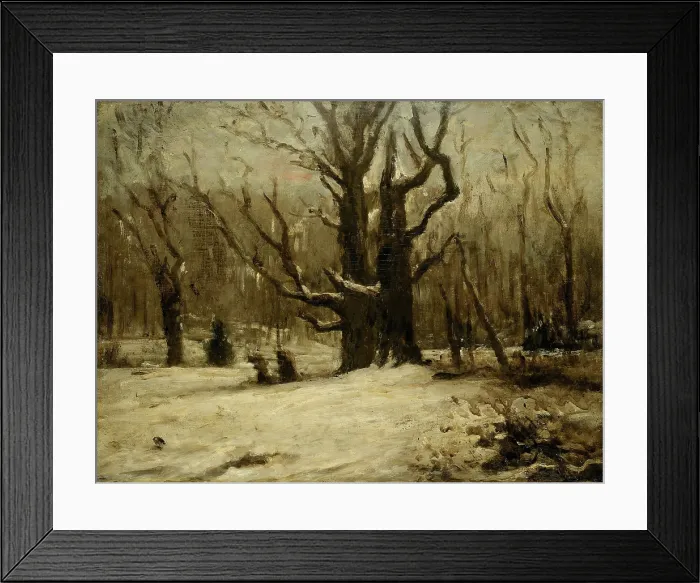 Framed Print : Winter Landscape, by Gustave Courbet, c. 1850-77, French painting, oil on canvas. Scene in a winter forest (BSLOC_2016_2_14)