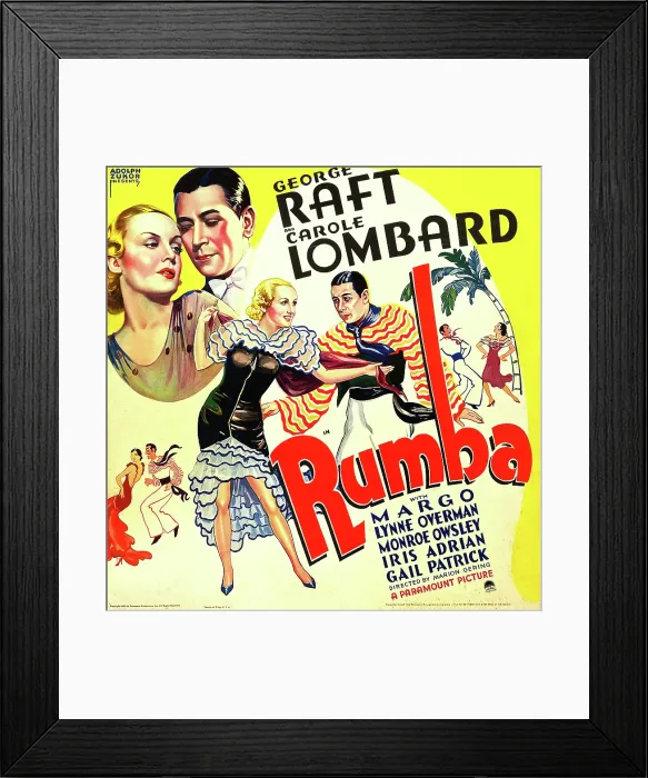 Framed Print : RUMBA, US poster art, large figures from left: Carole Lombard, George Raft, Carole Lombard, George Raft, 1935 Framed Print : RUMBA, US poster art, large figures from left: Carole Lombard, George Raft, Carole Lombard, George Raft, 1935