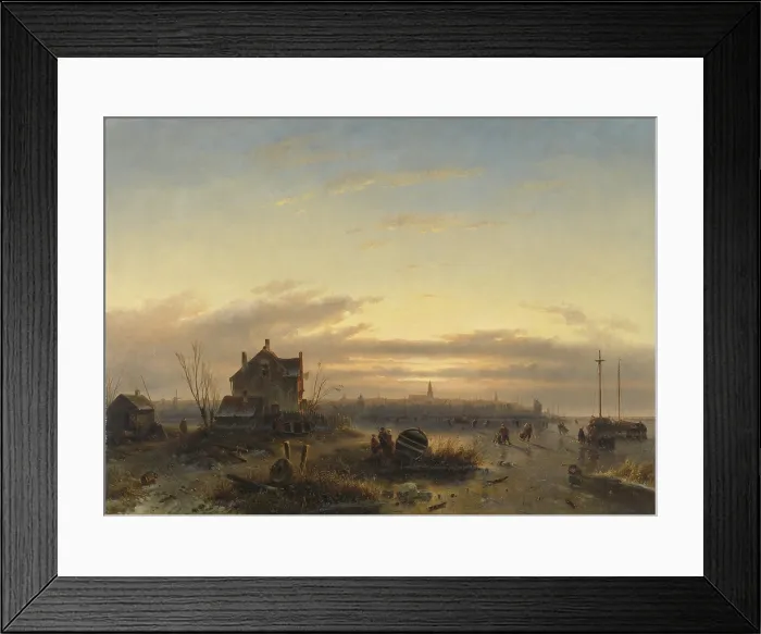 Framed Print : Winter on the IJ in Amsterdam, by Charles Leickert, 1850, Belgian painting, oil on canvas