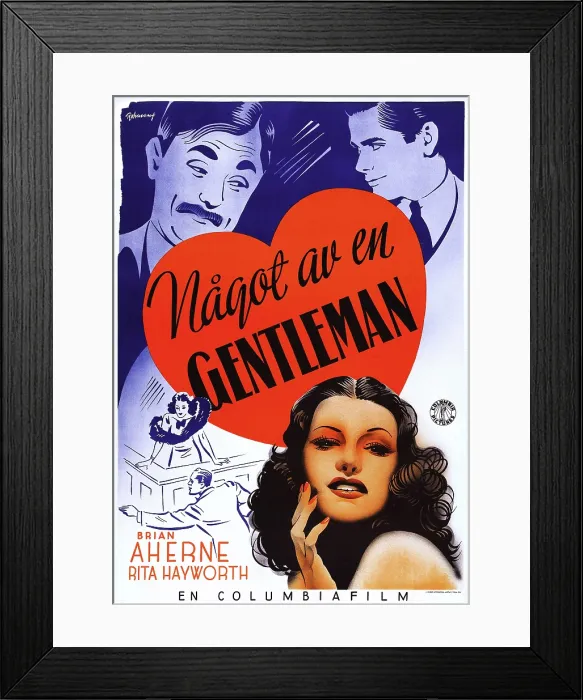 Framed Print : LADY IN QUESTION, (aka NAGOT AV EN GENTLEMAN), top l-r: Brian Aherne, Glenn Ford, bottom: Rita Hayworth on Swedish poster art, 1940