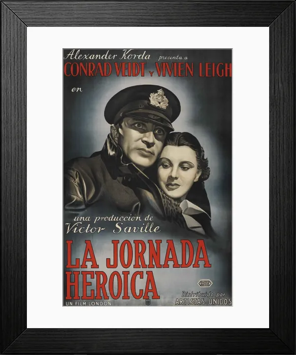 Framed Print : DARK JOURNEY, (aka LA JORNADA HEROICA), l-r: Conrad Veidt, Vivien Leigh on Argentinian poster art, 1937 Framed Print : DARK JOURNEY, (aka LA JORNADA HEROICA), l-r: Conrad Veidt, Vivien Leigh on Argentinian poster art, 1937