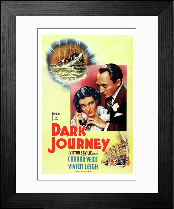 Framed Print : DARK JOURNEY, US poster art, from left: Vivien Leigh, Conrad Veidt, 1937 Framed Print : DARK JOURNEY, US poster art, from left: Vivien Leigh, Conrad Veidt, 1937