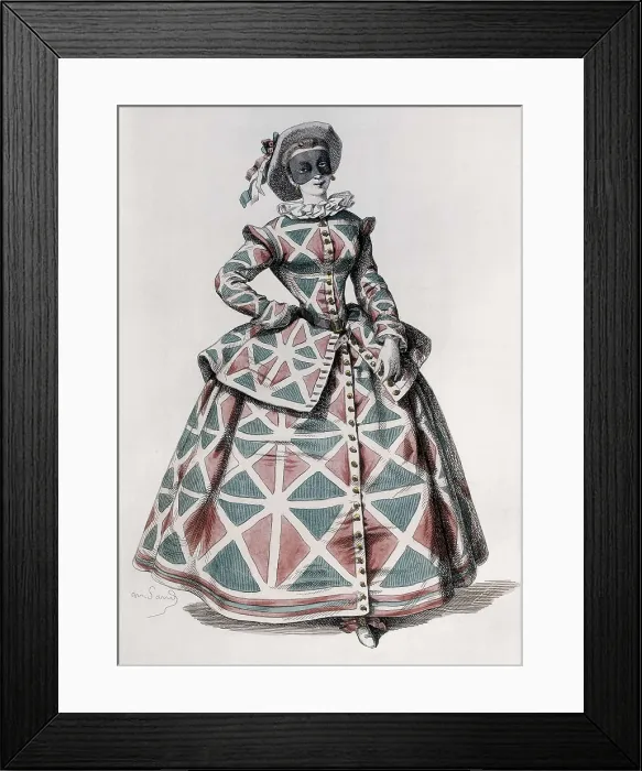 Framed Print : Harlequina, one of the principal stock characters of the Italian commedia dell'arte. Etching. AISA / Everett Collection**US SALES ONLY** Framed Print : Harlequina, one of the principal stock characters of the Italian commedia dell'arte. Etching. AISA / Everett Collection**US SALES ONLY**