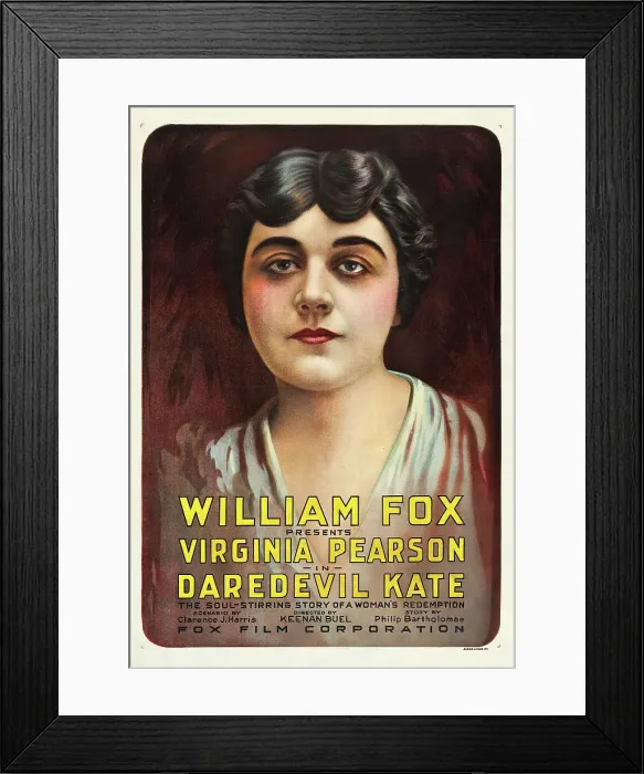 Framed Print : DAREDEVIL KATE, Virginia Pearson on poster art, 1916, TM and Copyright 20th Century Fox Film Corp. All rights reserved. / courtesy Everett Collection