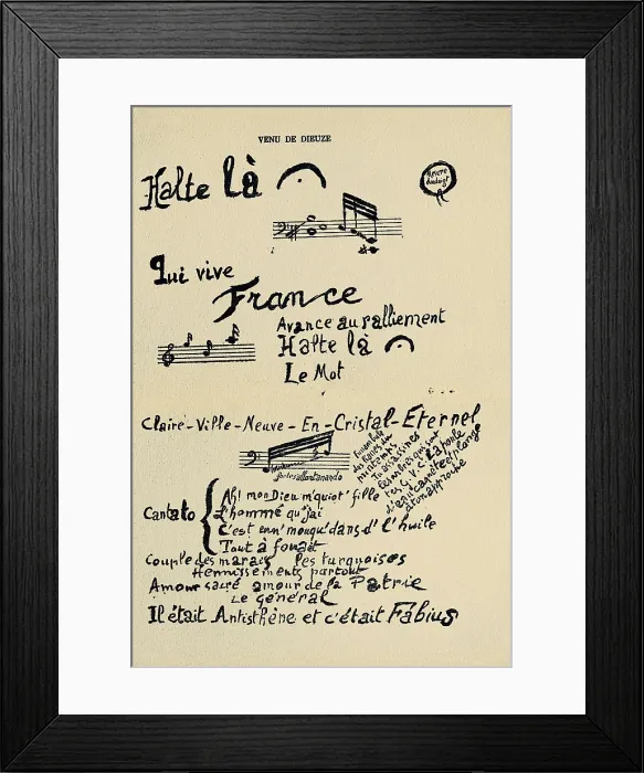 Framed Print : APOLLINAIRE, Guillaume (1880-1918). Caligramme (1914). AISA / Everett Collection**US SALES ONLY**