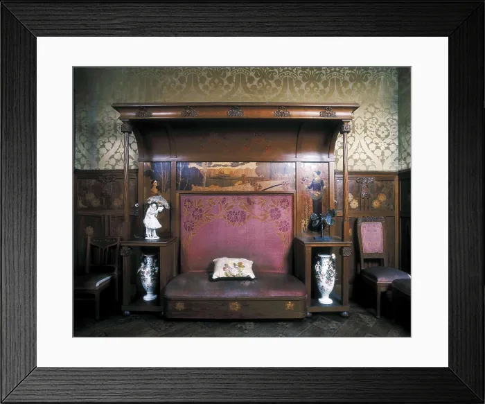 Framed Print : DOMENECH I MONTANER, Lluis (1850-1923). Navs House. 1901-1907. SPAIN. Reus. Navs House. Living room with a sofa by Gaspar Homar i Mesquida. Modernism. Architecture