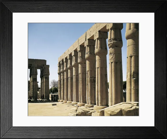 Framed Print : Temple of Amon - Ra. EGYPT. QUENA. Luksor. Thebes. Temple of Amon - Ra. Processional colonnade built by Amenhotep III, corridor lined by papyrus-capital columns. Egyptian art Framed Print : Temple of Amon - Ra. EGYPT. QUENA. Luksor. Thebes. Temple of Amon - Ra. Processional colonnade built by Amenhotep III, corridor lined by papyrus-capital columns. Egyptian art