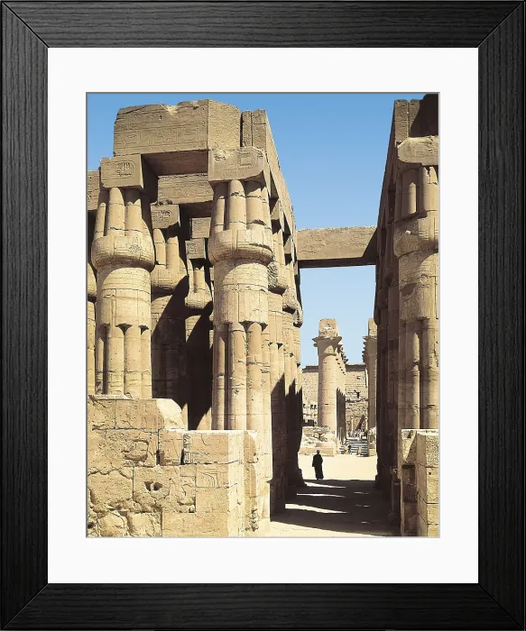Framed Print : Temple of Amon - Ra. EGYPT. QUENA. Luksor. Thebes. Temple of Amon - Ra. Hypostyle hall, south of the coutyard of Amenhotep III. The columns have papyrus-shaped capital