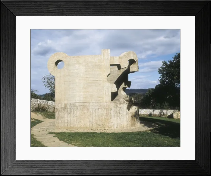 Framed Print : CHILLIDA, Eduardo (1924-2002). Monument to Peace. 1988. SPAIN. Guernica. Sculpture on rock. AISA / Everett Collection - Image has fine art copyright