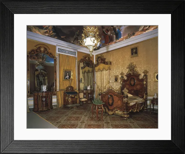 Framed Print : SPAIN. Aranjuez. Royal Palace of Aranjuez. Room and bed of Queen Isabella II. AISA / Everett Collection**US SALES ONLY** Framed Print : SPAIN. Aranjuez. Royal Palace of Aranjuez. Room and bed of Queen Isabella II. AISA / Everett Collection**US SALES ONLY**