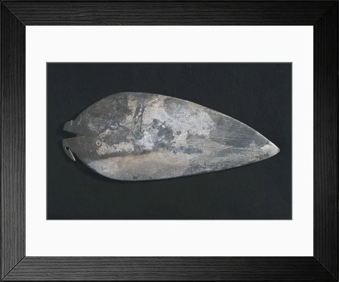 Framed Print : Palette. 31st c. BC. Smooth slate palette with a bird head in the upper part. Egyptian art. Thinite period. Sculpture on rock. EGYPT. Cairo. Egyptian Museum