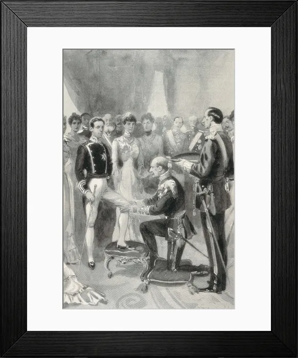 Framed Print : ALFONSO XIII (1886-1941). The king receiving the Order of the Carter, given by Duke of Connaught in the Royal Palace of Madrid. AISA / Everett Collection**US SALES ONLY**