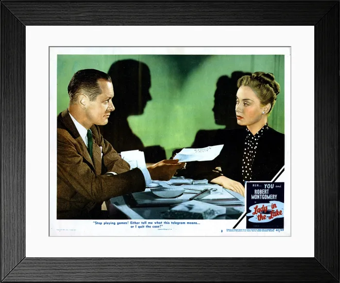 Framed Print : LADY IN THE LAKE, Robert Montgomery, Audrey Totter, 1947