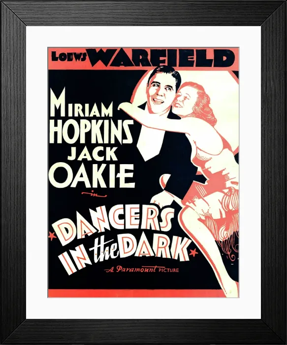 Framed Print : DANCERS IN THE DARK, from left on US poster art: Jack Oakie, Miriam Hopkins, 1932