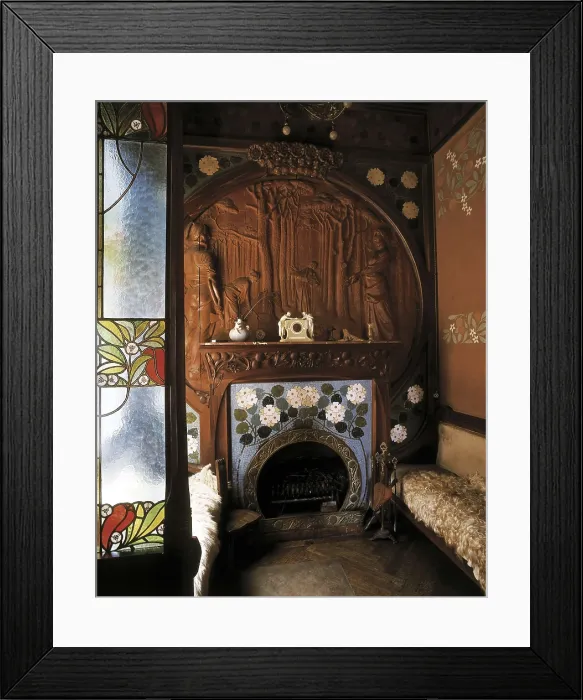 Framed Print : DOMENECH I MONTANER, Lluis (1850-1923). Navs House. 1901-1907. SPAIN. Reus. Navs House. Chimney from the living room, decorated by Gaspar Homar i Mesquida. Modernism