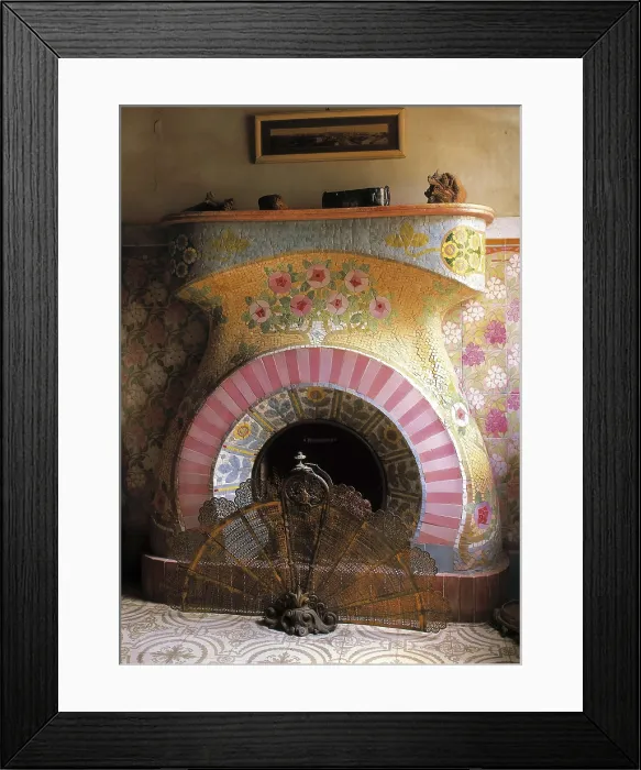 Framed Print : DOMENECH I MONTANER, Lluis (1850-1923). Navs House. 1901-1907. SPAIN. Reus. Navs House. Chimney from the music room, decorated with floral motifs ceramic. Modernism. Architecture