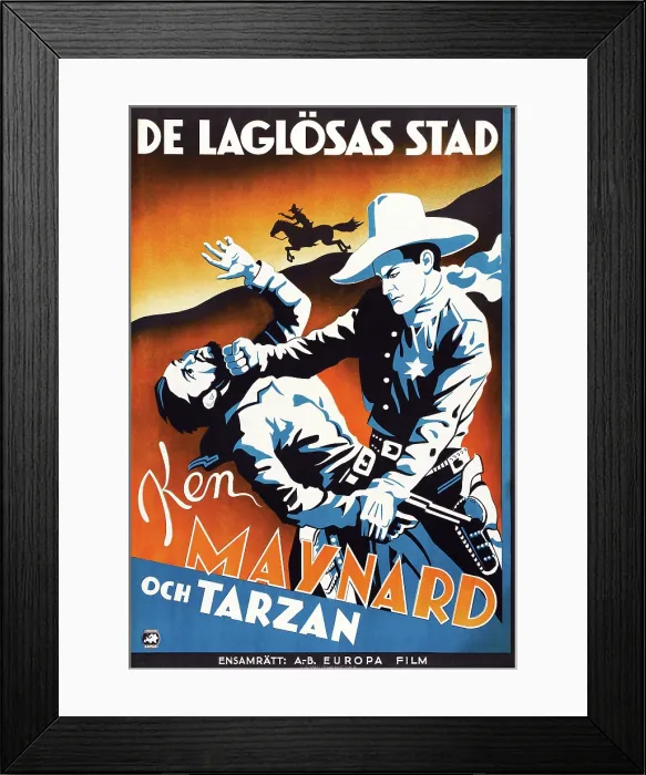Framed Print : THE LAWLESS LEGION, (aka DE LAGLOSAS STAD), right: Ken Maynard on Swedish poster art, 1929