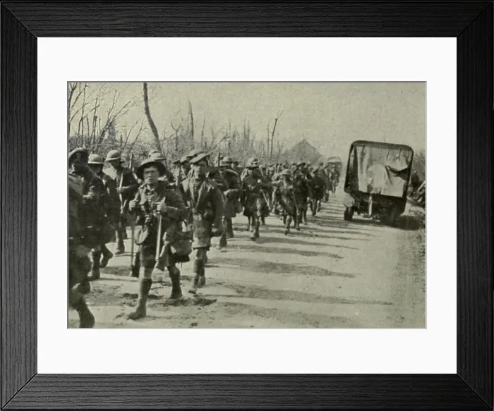 Framed Print : World War 1. British troops in retreat during the March 1918 German offensive code Named Operation Michael