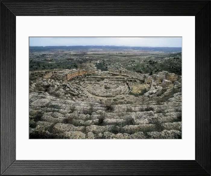 Framed Print : LIBYA. AKHDAR. Shahhat. Cyrene. Greek theatre (6th c. BC) rebuilt during the Roman period (1st c. BC-3rd c. AD). Archaic Greek art. Architecture