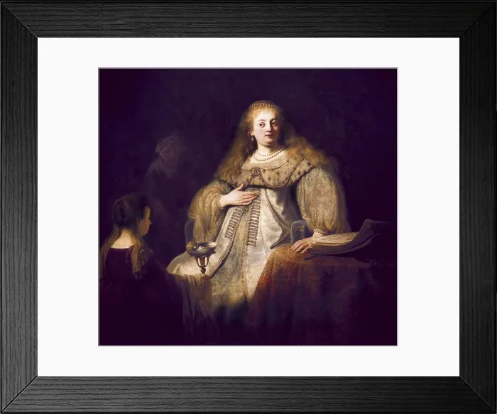 Framed Print : REMBRANDT, Harmenszoon van Rijn, called (1606-1669). Artemis. 1634. Representation of Artemiisa when receiving the cup with Mausolus ashes Framed Print : REMBRANDT, Harmenszoon van Rijn, called (1606-1669). Artemis. 1634. Representation of Artemiisa when receiving the cup with Mausolus ashes