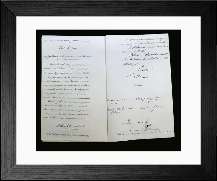 Framed Print : Spain. Kingdom of Alfonso XII. Constitution of 1876 with king's signature. SPAIN. Madrid. Congress Palace. AISA / Everett Collection**US SALES ONLY**