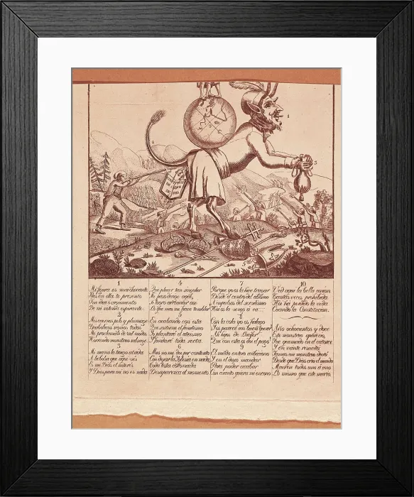 Framed Print : Spain. Kingdom of Fernando VII. Satire about the Constitution of 1812. Engraving. SPAIN. Madrid. National Library. AISA / Everett Collection**US SALES ONLY**