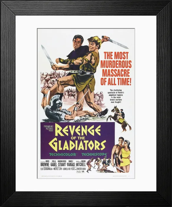 Framed Print : REVENGE OF THE GLADIATORS, (aka LA VENDETTA DI SPARTACUS), US poster, 1964