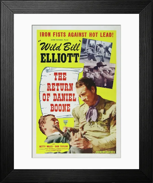 Framed Print : THE RETURN OF DANIEL BOONE, bottom right: Wild Bill Elliott, poster art, 1941 Framed Print : THE RETURN OF DANIEL BOONE, bottom right: Wild Bill Elliott, poster art, 1941