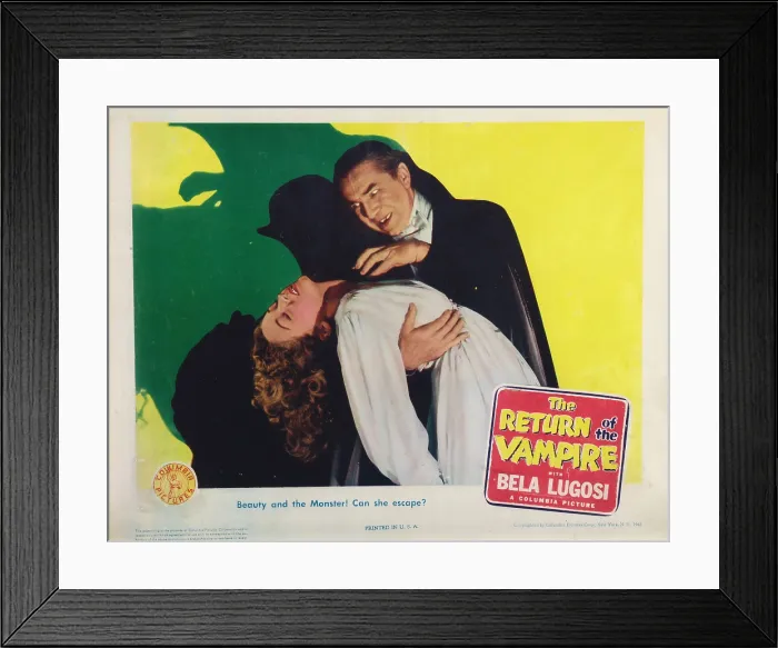Framed Print : THE RETURN OF THE VAMPIRE, lobbycard, from left: Nina Foch, Bela Lugosi, 1944 Framed Print : THE RETURN OF THE VAMPIRE, lobbycard, from left: Nina Foch, Bela Lugosi, 1944