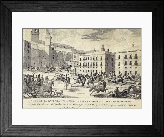 Framed Print : Spain. Peninsular War (1808-1814). Entrance of the general Miguel Alava y Esquivel in Vitoria (21st June 1813). Etching. SPAIN. Madrid. National Library