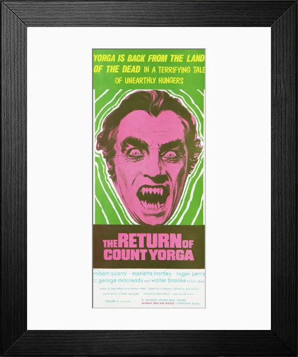 Framed Print : THE RETURN OF COUNT YORGA, Robert Quarry on Australian poster art, 1971 Framed Print : THE RETURN OF COUNT YORGA, Robert Quarry on Australian poster art, 1971