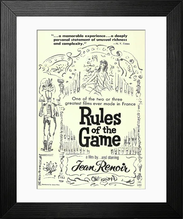 Framed Print : THE RULES OF THE GAME, (aka LA REGLE DU JEU), US re-release poster art, 1939