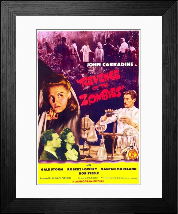 Framed Print : REVENGE OF THE ZOMBIES, US poster, middle left: Veda Ann Borg, bottom from left: Robert Lowery, Gale Storm, John Carradine, 1943
