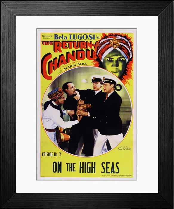 Framed Print : THE RETURN OF CHANDU, Bela Lugosi in Episode No. 3: On the High Seas, poster art, 1934