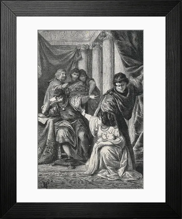 Framed Print : SHAKESPEARE, William (1564-1616). Illustration for William Shakespeare's work 'The Winter's Tale', written in 1610. Scene of Leontes throwing Paulina out