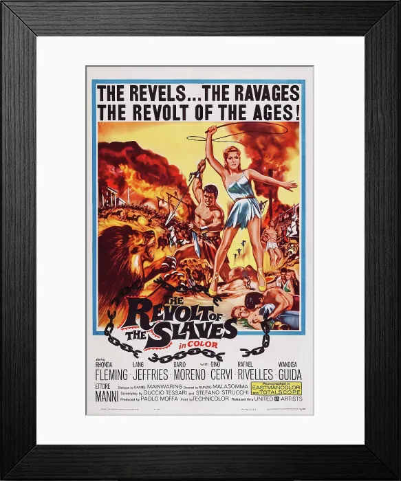 Framed Print : THE REVOLT OF THE SLAVES, (aka LA RIVOLTA DEGLI SCHIAVI), US poster art, 1960