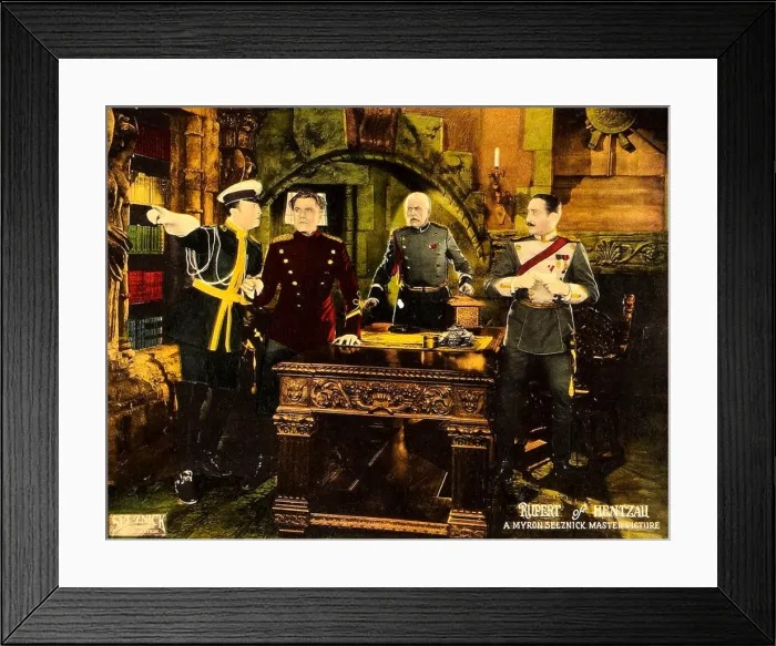 Framed Print : RUPERT OF HENTZAU, second from left: Bert Lytell, far right: Adolphe Menjou on lobbycard, 1923