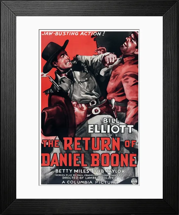 Framed Print : THE RETURN OF DANIEL BOONE, US poster art, left: Bill Elliott, 1941